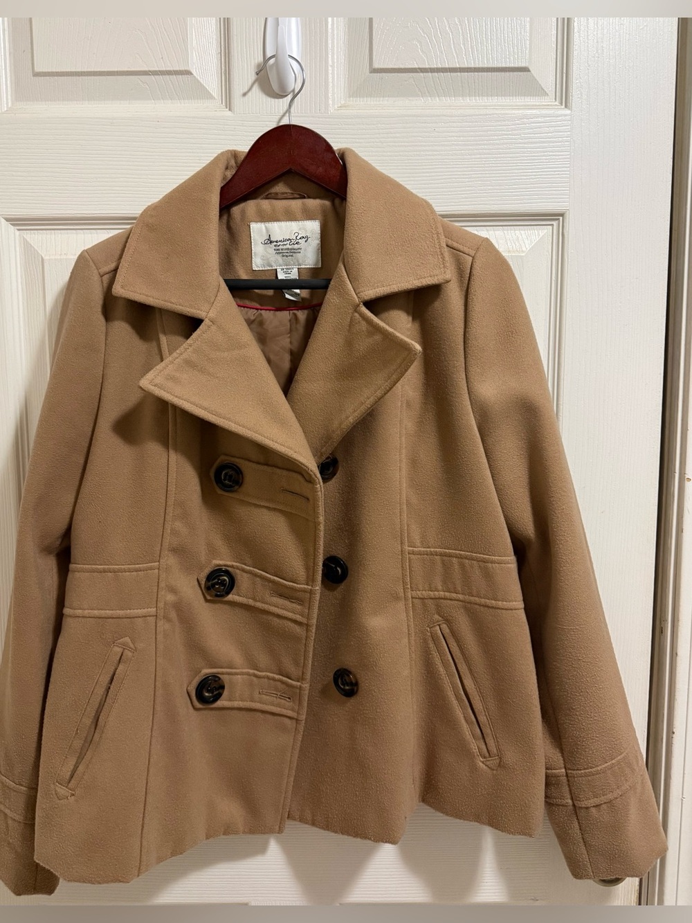 American Rag Camel Double-Breasted Peacoat